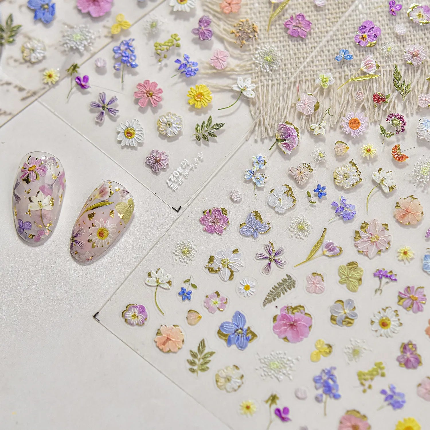 Mini Dried Flower Nail Stickers Wild Pressed Floral Sticker Decals to4026