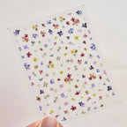 Mini Wild Flowers Nail Stickers Dried Flower Decals Ultra Thin 