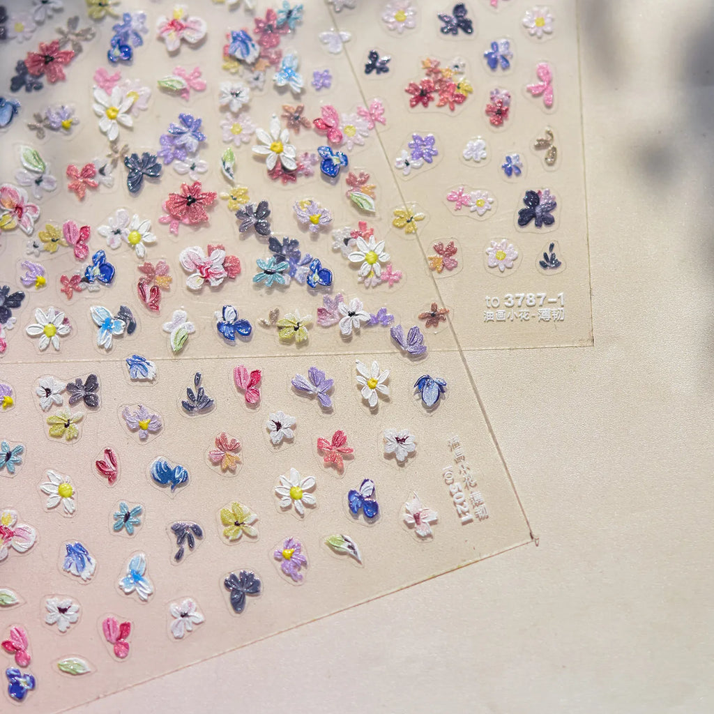 Mini Wild Flowers Nail Stickers Dried Flower Decals Ultra Thin to5021