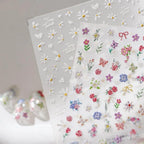 Mini Daisy Flowers Nail Art Stickers Adhesive Embossed Rose Floral Sticker Decals TS3687