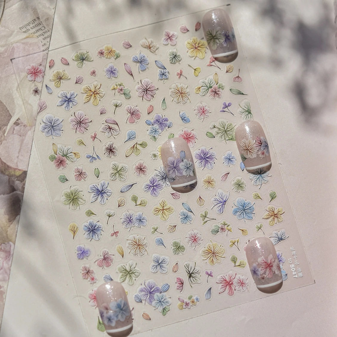 Mini Dried Flower Nail Stickers Wild Pressed Flower Sticker Decals to5047