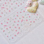 Mini Flowers Nail Art Stickers Adhesive Embossed Spring Flower Blooming Sticker Decals MS637