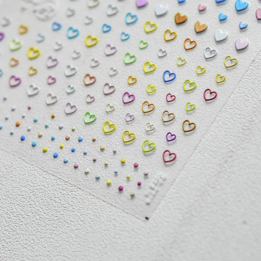 Mini Heart Stars Nail Art Stickers Colorful Star Dots Adhesive Embossed Sticker Decals 