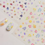 Mini Wild Flowers Nail Stickers Dried Flower Decals Ultra Thin 