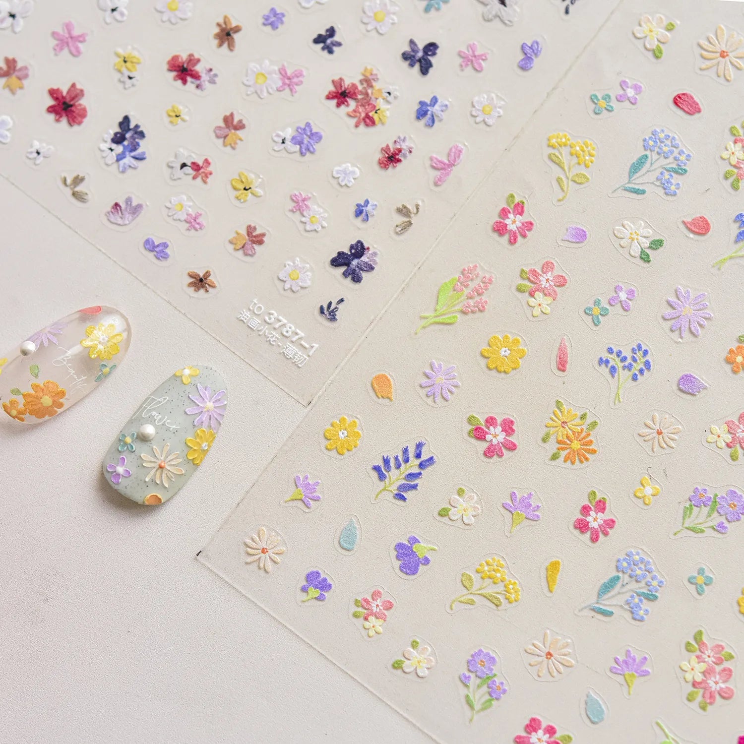 Mini Wild Flowers Nail Stickers Dried Flower Decals Ultra Thin 