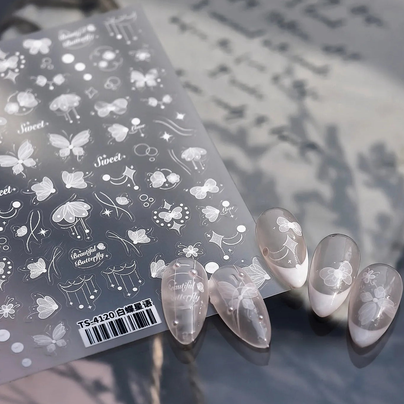 Minimalist Butterfly Nail Art Stickers - Clear Elegant Sweet Nail Art Decals TS4120