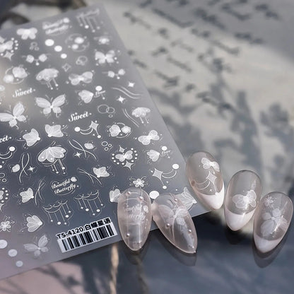 Minimalist Butterfly Nail Art Stickers - Clear Elegant Sweet Nail Art Decals TS4120