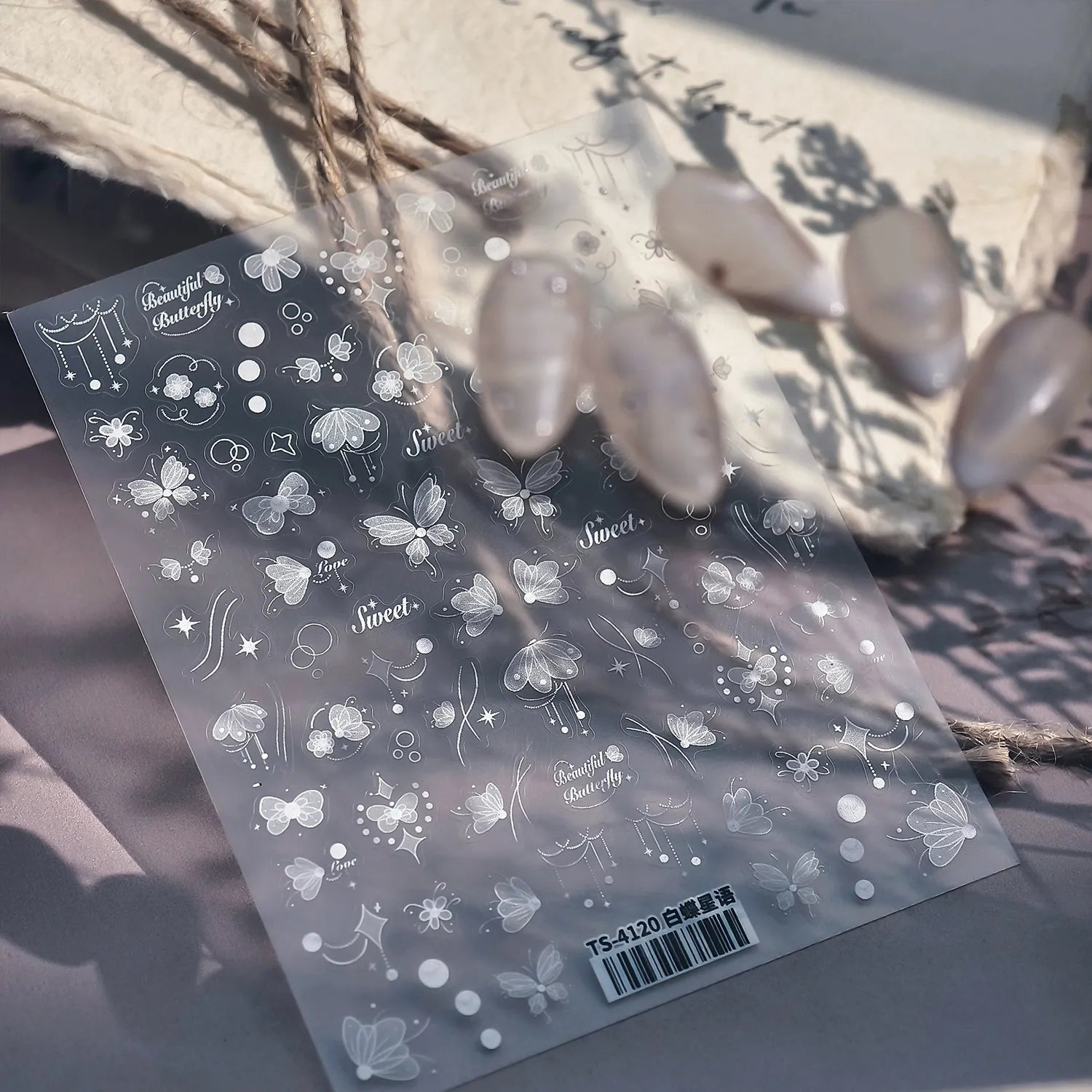 Minimalist Butterfly Nail Art Stickers - Clear Elegant Sweet Nail Art Decals TS4120