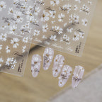 Minimalist White Daisy Nail Art Stickers - Retro Floral Decals 6086