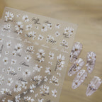 Minimalist White Daisy Nail Art Stickers - Retro Floral Decals 6086