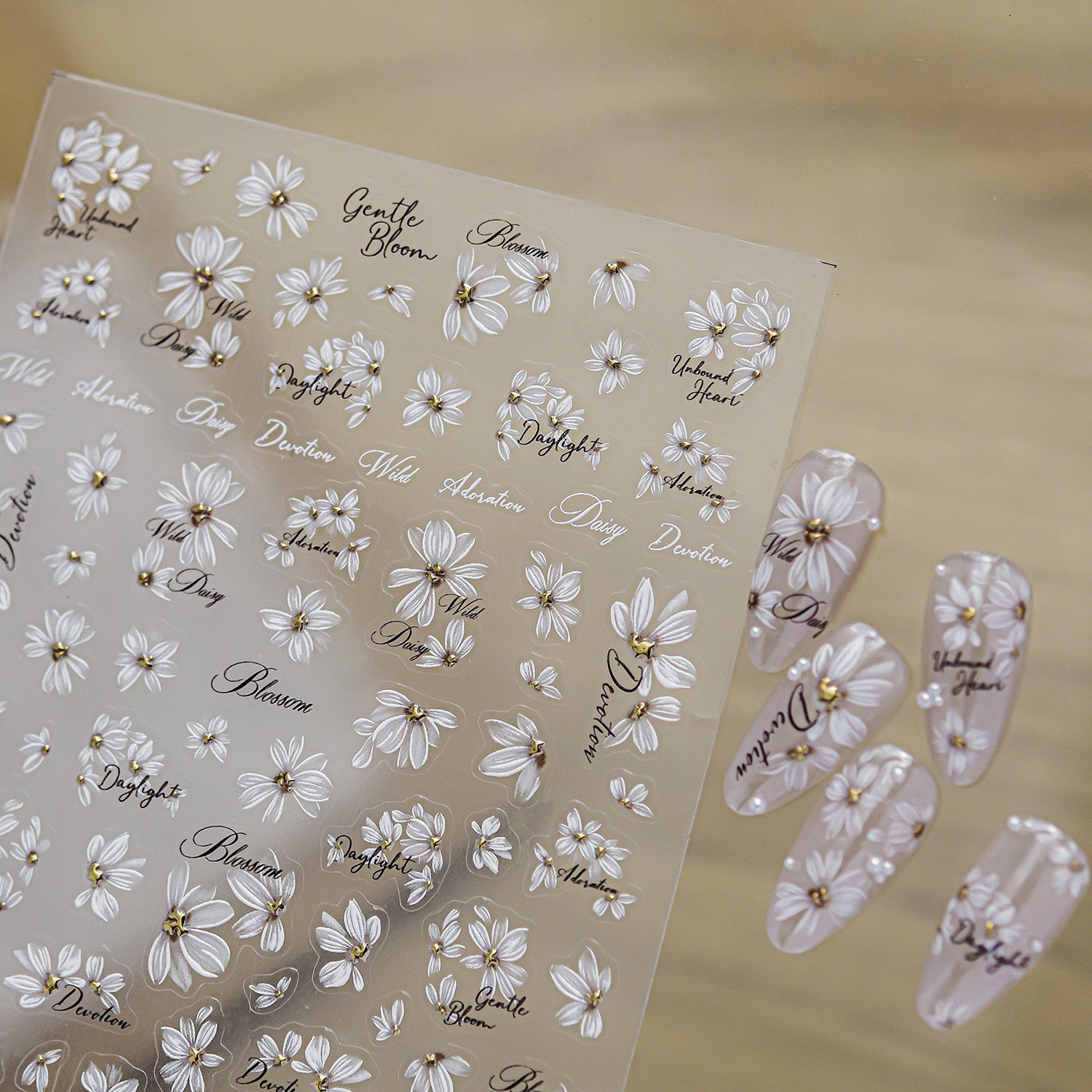 Minimalist White Daisy Nail Art Stickers - Retro Floral Decals 6086