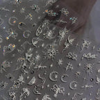 Moon Star Nail Art Stickers Adhesive Embossed Butterfly Wings Sticker Decals