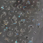 Moon Star Nail Art Stickers Adhesive Embossed Butterfly Wings Sticker Decals