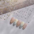 Moon & Stars Chain Nail Art Stickers - 5D Gold Silver Celestial Decals to4050