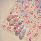 Mystic Snake & Rose Nail Stickers | Elegant Floral Serpent Nail Decals DIY to4673