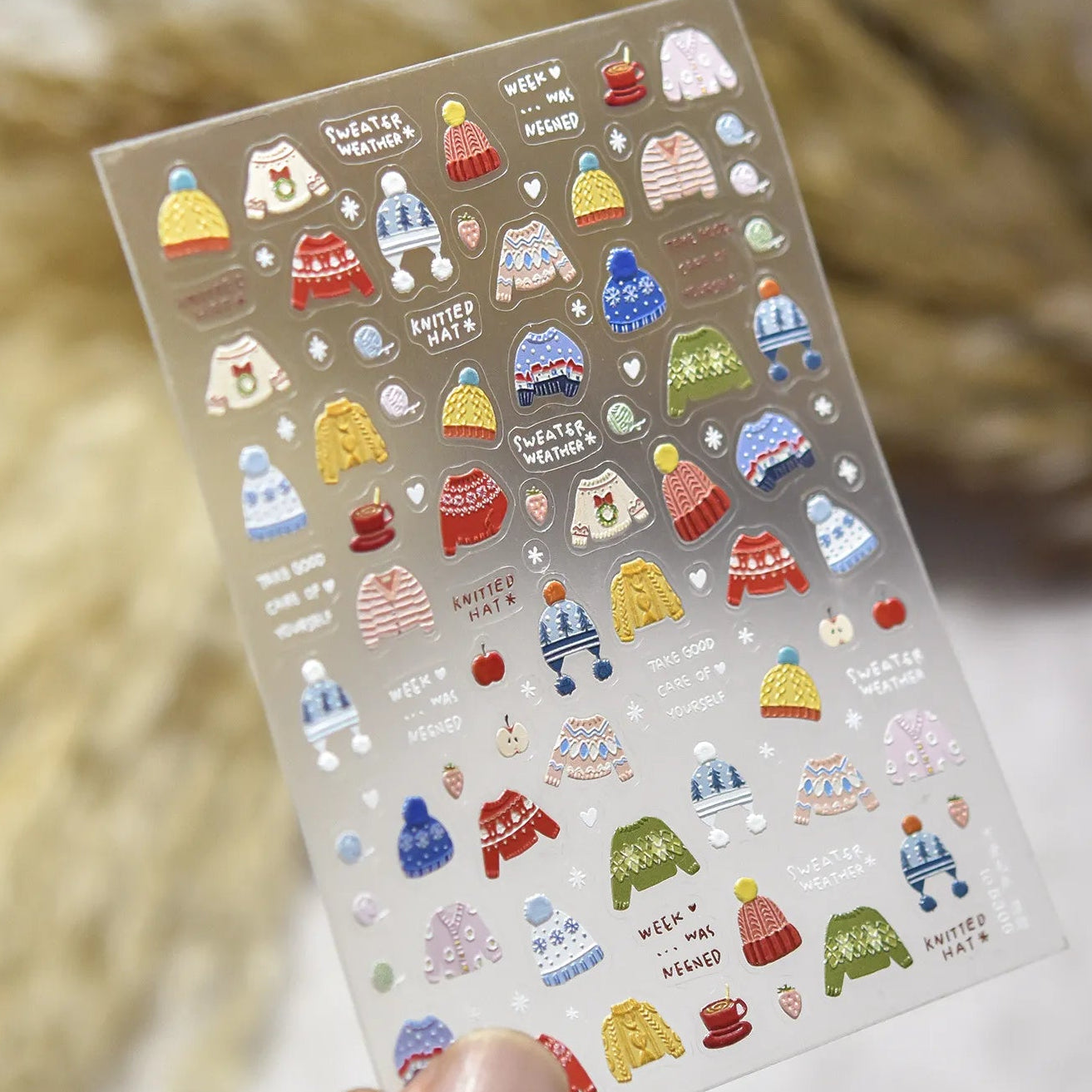 5D Cozy Sweater Nail Stickers | Embossed Knit Texture Decals 5305