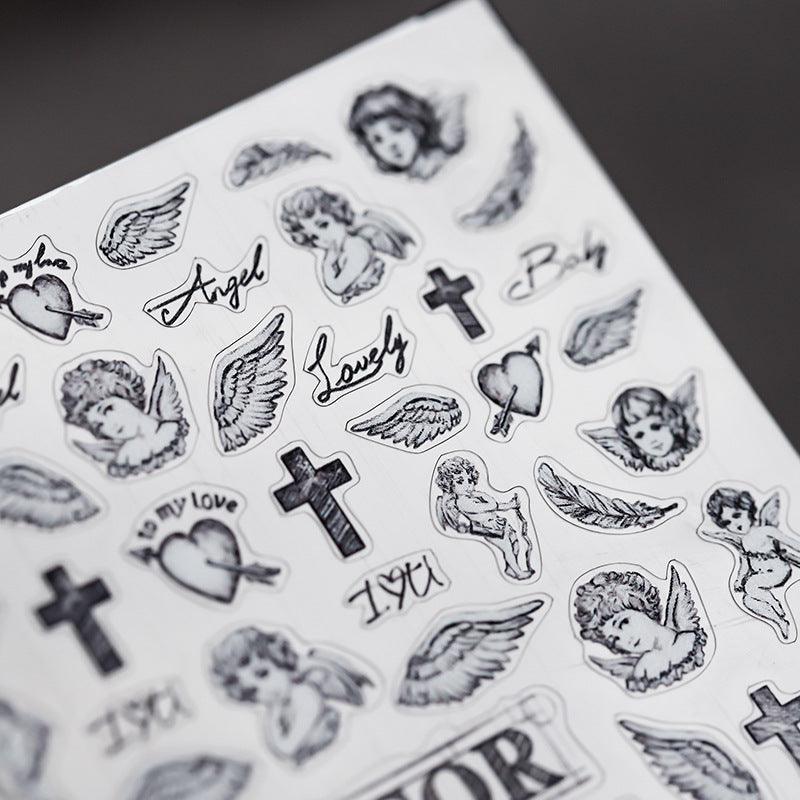 NailMAD Cupid Nail Art Stickers Adhesive Angel with Cross 3D Sticker Decals TS449 - Nail MAD