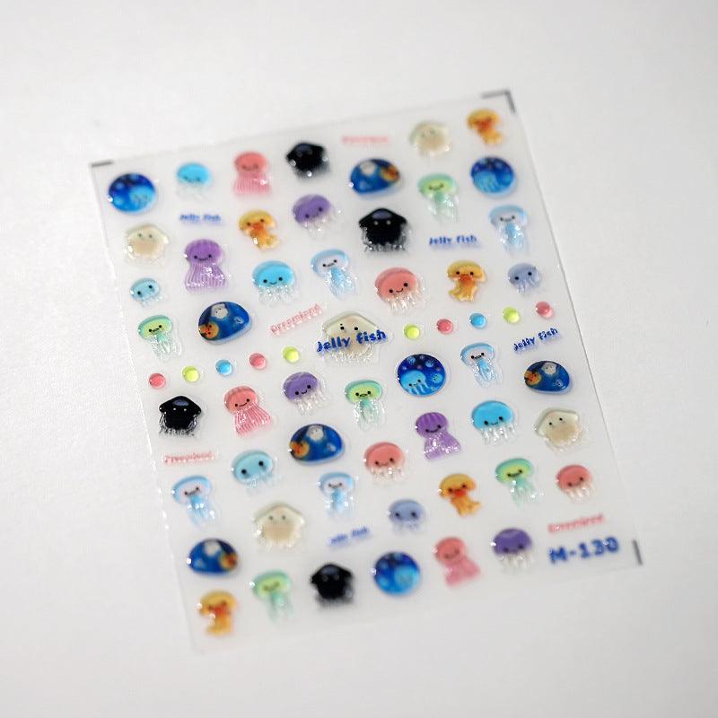 NailMAD Jellyfish Cartoon Nail Art Stickers Adhesive Cute Summer Sea Sticker Decals M130 - Nail MAD