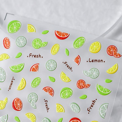 NailMAD Lemon Nail Art Stickers Summer Fruit Orange Adhesive Slider Sticker Decals - Nail MAD