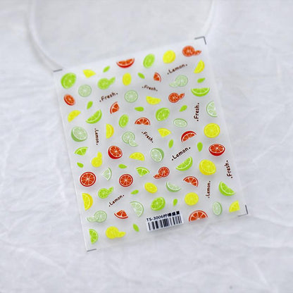 NailMAD Lemon Nail Art Stickers Summer Fruit Orange Adhesive Slider Sticker Decals - Nail MAD