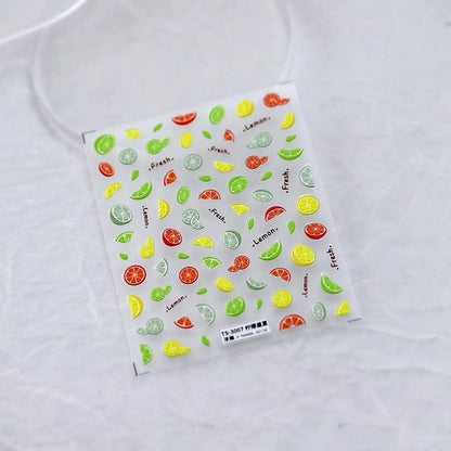 NailMAD Lemon Nail Art Stickers Summer Fruit Orange Adhesive Slider Sticker Decals - Nail MAD