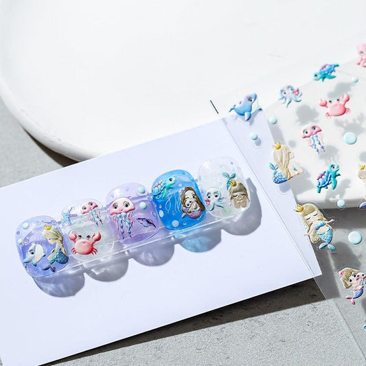 NailMAD Marine Sea Life Nail Art Stickers Embossed 5D Jellyfish  Mermaid Sticker Decals TS1270 - Nail MAD