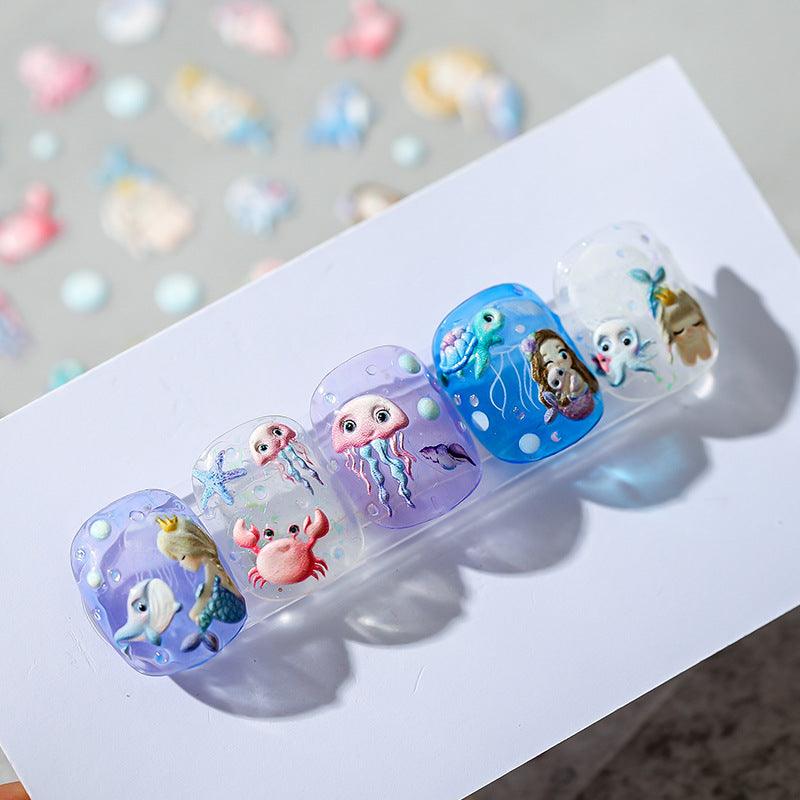 NailMAD Marine Sea Life Nail Art Stickers Embossed 5D Jellyfish  Mermaid Sticker Decals TS1270 - Nail MAD