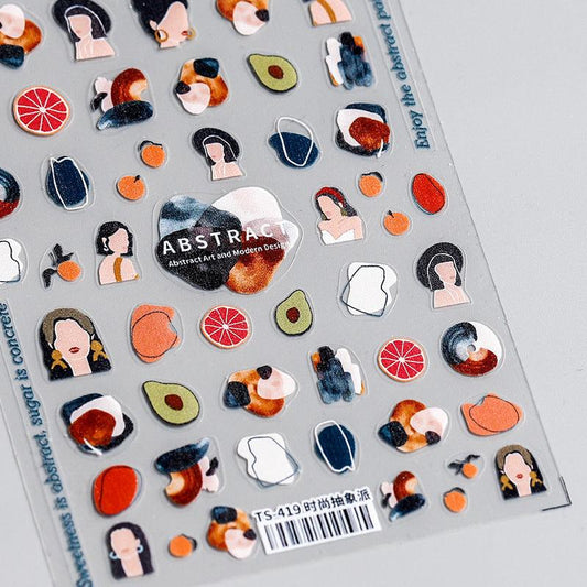 NailMAD Nail Art Stickers Adhesive Abstract Faceless Lady 3D Adhesive Decals TS419 - Nail MAD