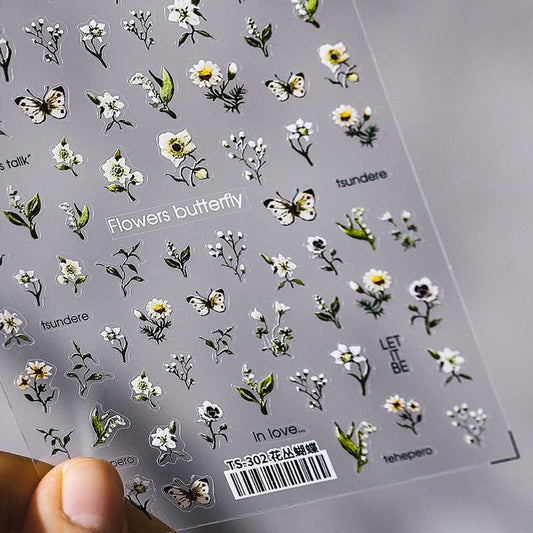 NailMAD Nail Art Stickers Adhesive Butterfly Flower 3D Adhesive Decals TS302 - Nail MAD