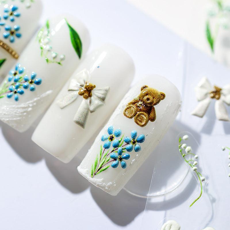 NailMAD Nail Art Stickers Adhesive Embossed Canterbury Bell Flower Sticker Decals TS1275 - Nail MAD