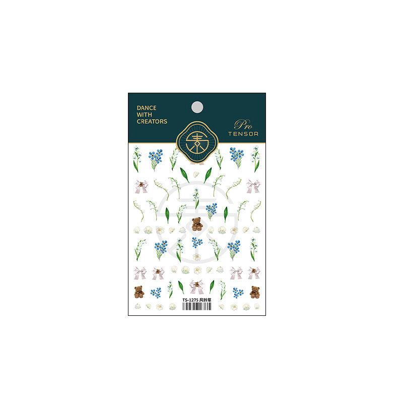 NailMAD Nail Art Stickers Adhesive Embossed Canterbury Bell Flower Sticker Decals TS1275 - Nail MAD