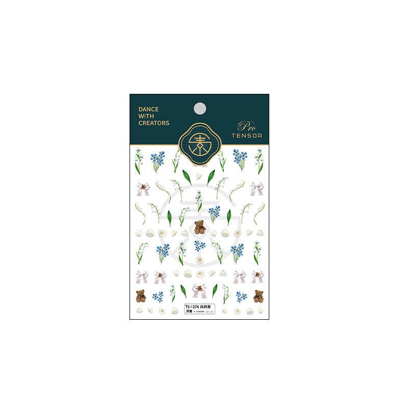 NailMAD Nail Art Stickers Adhesive Embossed Canterbury Bell Flower Sticker Decals TS1275 - Nail MAD
