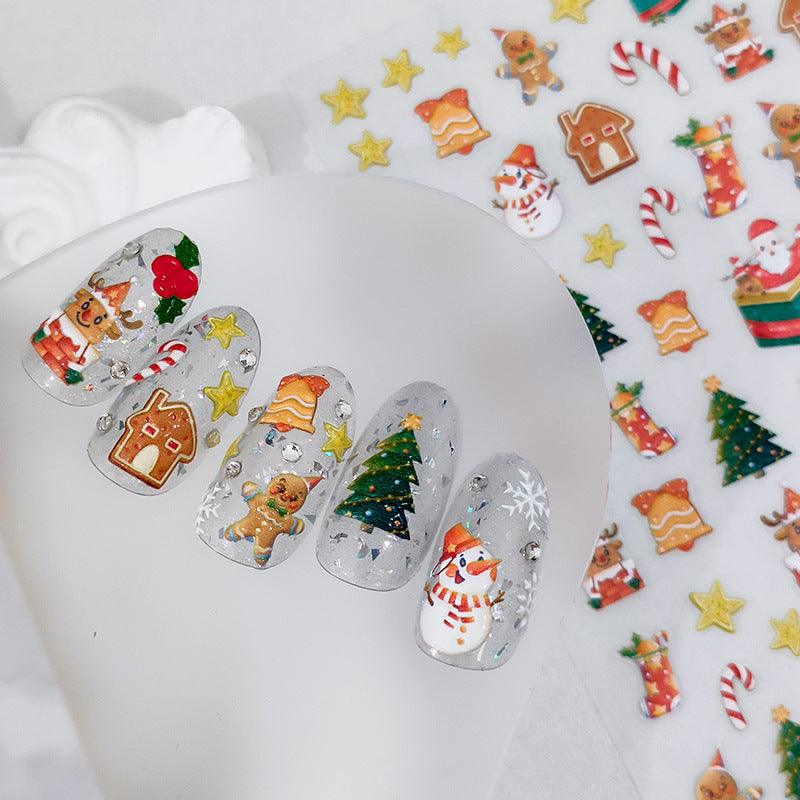 NailMAD Nail Art Stickers Adhesive Embossed Christmas Snowflake SnowmanTS1969 - Nail MAD