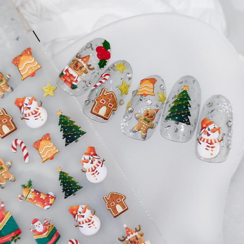 NailMAD Nail Art Stickers Adhesive Embossed Christmas Snowflake SnowmanTS1969 - Nail MAD