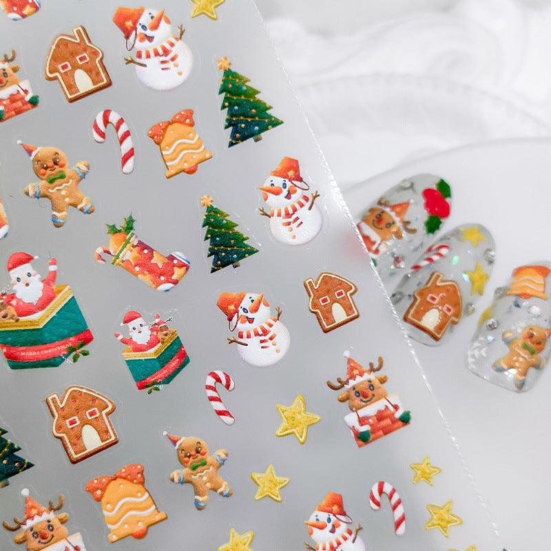NailMAD Nail Art Stickers Adhesive Embossed Christmas Snowflake SnowmanTS1969 - Nail MAD