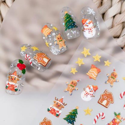 NailMAD Nail Art Stickers Adhesive Embossed Christmas Snowflake SnowmanTS1969 - Nail MAD