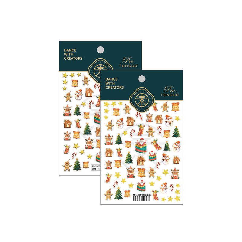 NailMAD Nail Art Stickers Adhesive Embossed Christmas Snowflake SnowmanTS1969 - Nail MAD