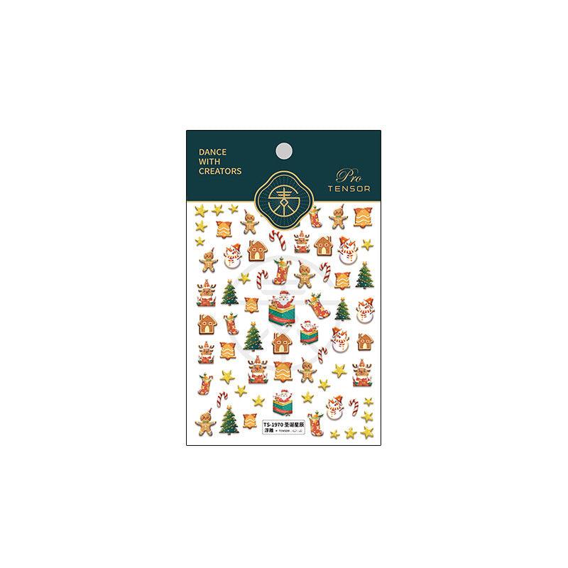 NailMAD Nail Art Stickers Adhesive Embossed Christmas Snowflake SnowmanTS1969 - Nail MAD