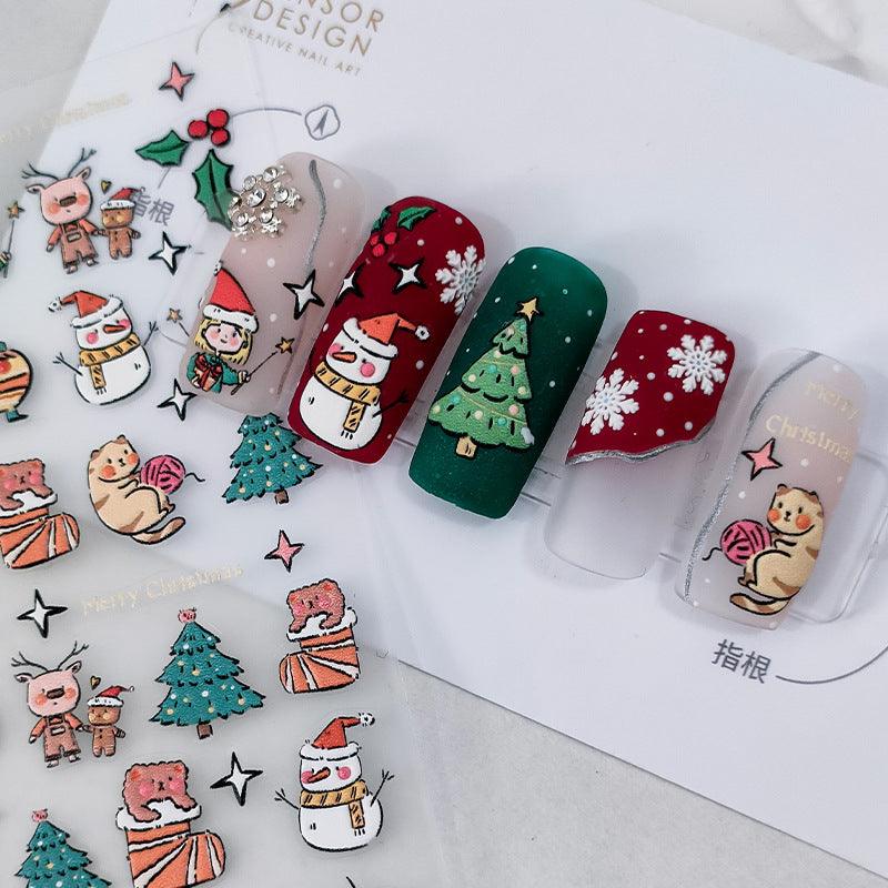 NailMAD Nail Art Stickers Adhesive Embossed Christmas Snowflake Snowman TS1965 - Nail MAD