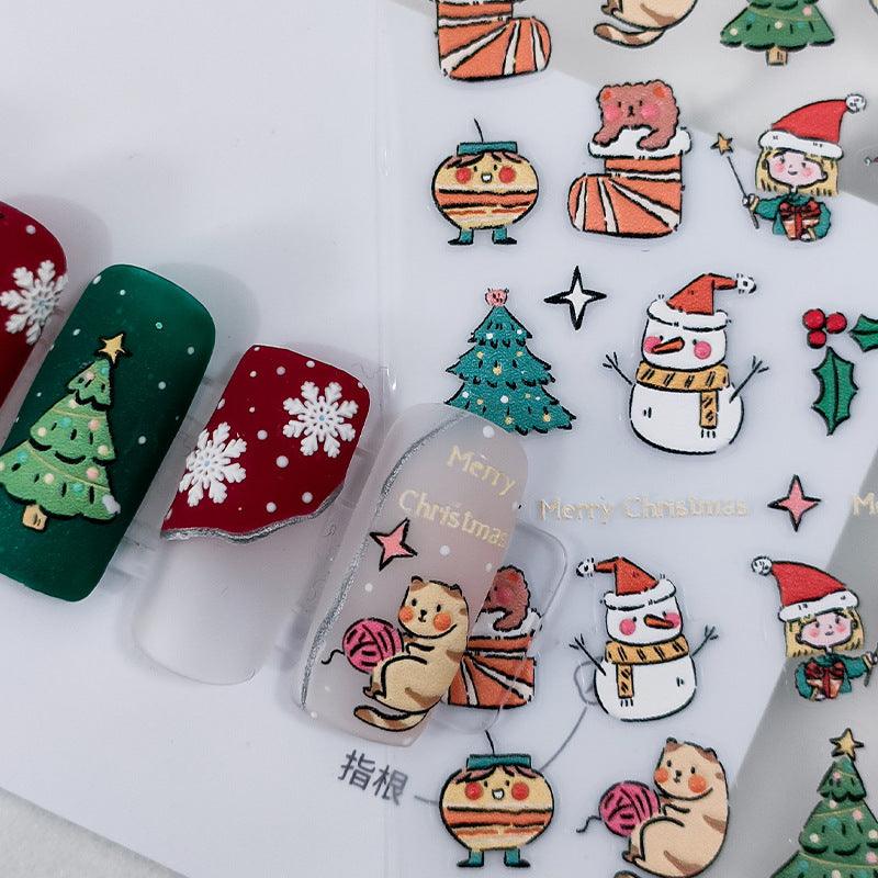 NailMAD Nail Art Stickers Adhesive Embossed Christmas Snowflake Snowman TS1965 - Nail MAD