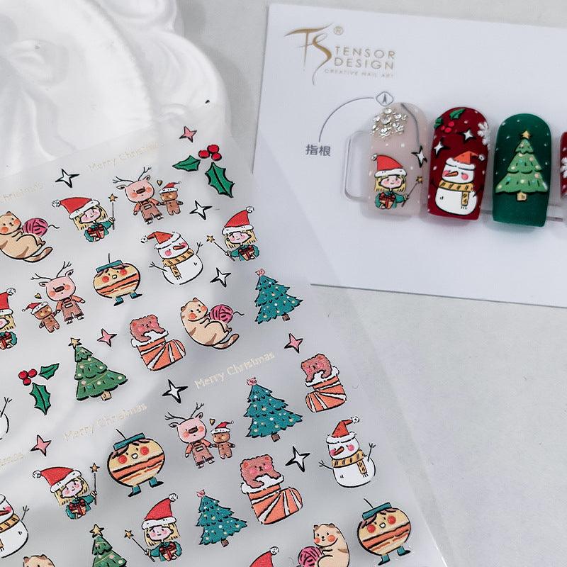 NailMAD Nail Art Stickers Adhesive Embossed Christmas Snowflake Snowman TS1965 - Nail MAD