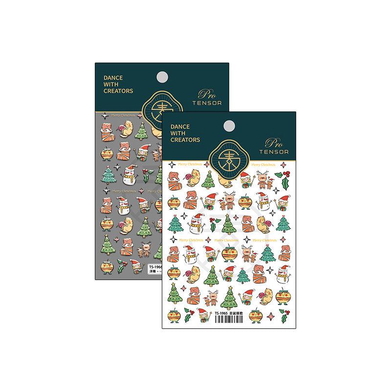 NailMAD Nail Art Stickers Adhesive Embossed Christmas Snowflake Snowman TS1965 - Nail MAD