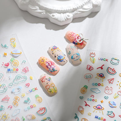 NailMAD Nail Art Stickers Adhesive Embossed Colorful Graffiti Sticker Decals TS1787 - Nail MAD