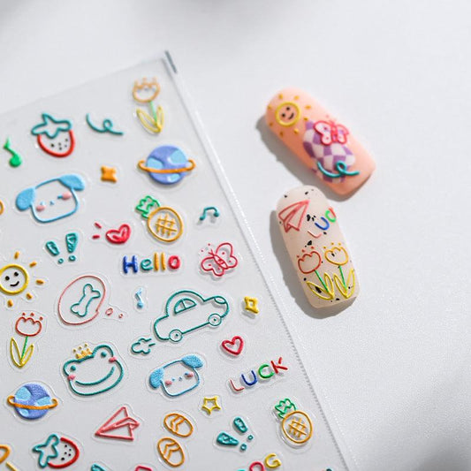 NailMAD Nail Art Stickers Adhesive Embossed Colorful Graffiti Sticker Decals TS1787 - Nail MAD