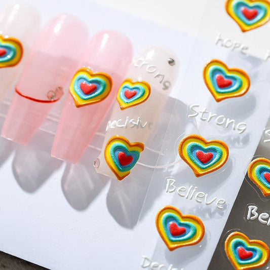 NailMAD Nail Art Stickers Adhesive Embossed Heart Sticker Decals TS1544 - Nail MAD