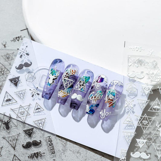 NailMAD Nail Art Stickers Adhesive Embossed Hipster Sticker Decals TS1467 - Nail MAD
