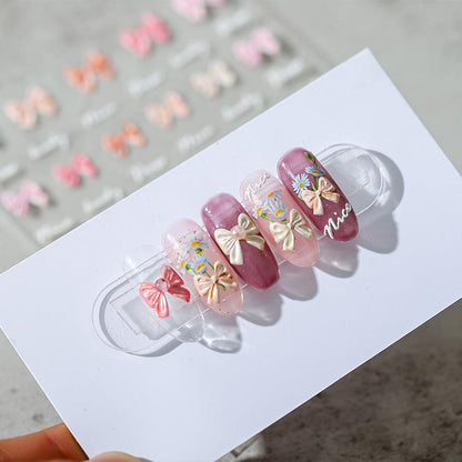 NailMAD Nail Art Stickers Adhesive Embossed Pink Bow Tie MN016F - Nail MAD