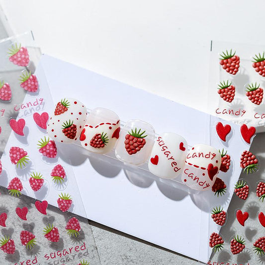 NailMAD Nail Art Stickers Adhesive Embossed Raspberry TS1523 - Nail MAD