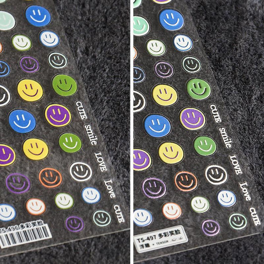 NailMAD Nail Art Stickers Adhesive Embossed Smile Face Sticker Decals TS496 - Nail MAD