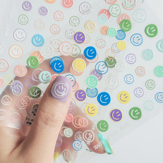 NailMAD Nail Art Stickers Adhesive Embossed Smile Face Sticker Decals TS496 - Nail MAD